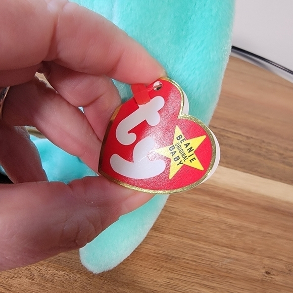 Vintage NWT Beanie Babies Hippity Green Bunny Plush 1996 P.V.C. Pellets 6-1-96 - Picture 11 of 16